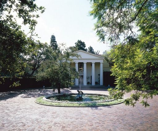Front portico and fountain, 1801 Angelo Dr